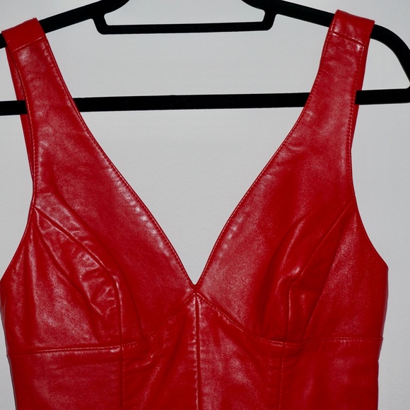 Michael Hoban North Beach Lamb Vintage Red Leather  Dress! - Picture 4 of 6